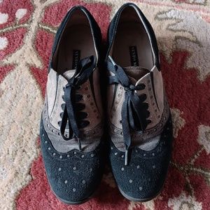 SESTO MEUCCI Black + Grey Oxford Rubber Soled Shoes 38